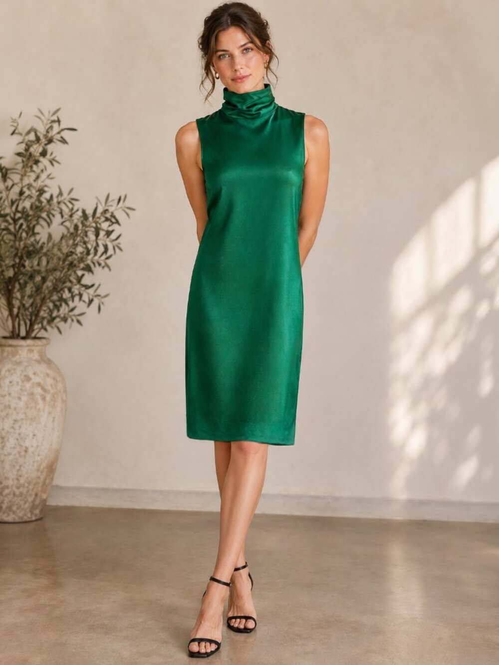 Stunning Vintage Silk Ellen Tracy Emerald Green Dress